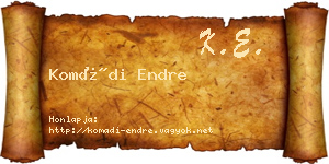 Komádi Endre névjegykártya